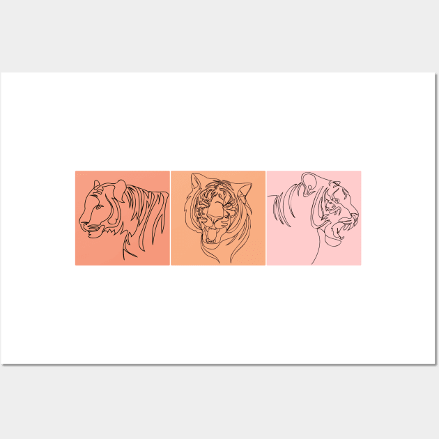 Tiger face line art Wall Art by AnnArtshock